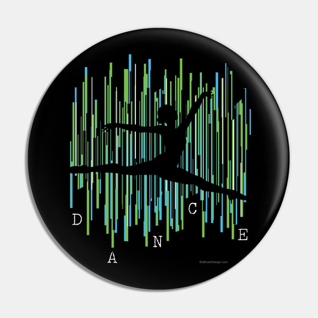 Line Dancer (Blue-Green) Pin by eBrushDesign