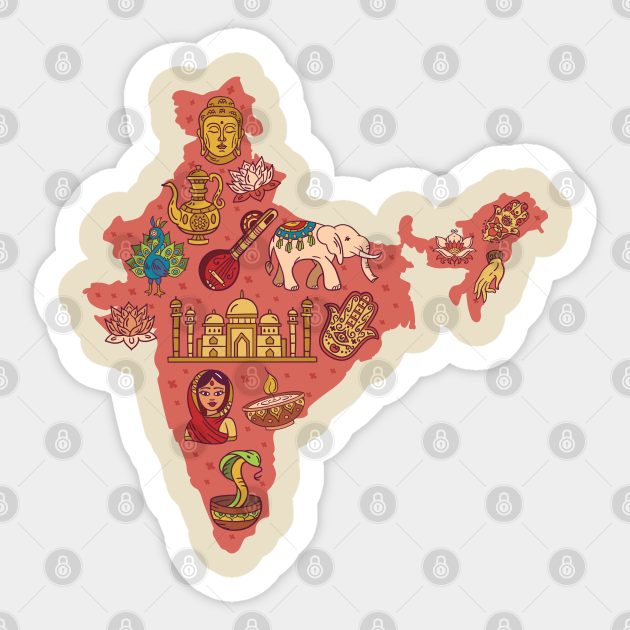 India Map India Map India Map India Map - India - Sticker | Teepublic