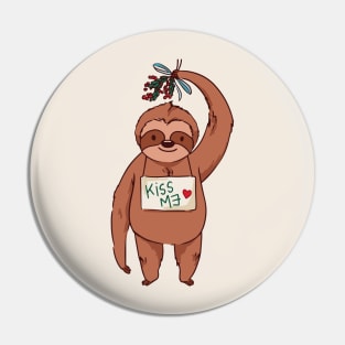 Merry Slothmas // Cute Christmas Sloth with Mistletoe Pin