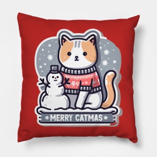 Merry CatMas Pillow
