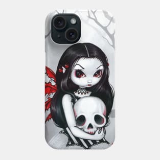 Creepy Cute Goth Fairy Girl with Skull Phone Case