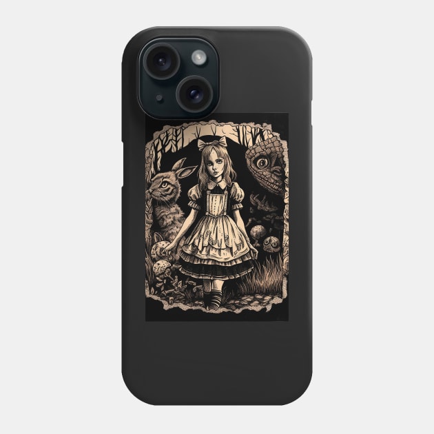 Dark Gothic Alice in Wonderland Phone Case by Greenbubble