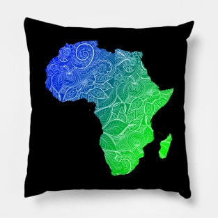 Colorful mandala art map of Africa with text in blue and green Pillow