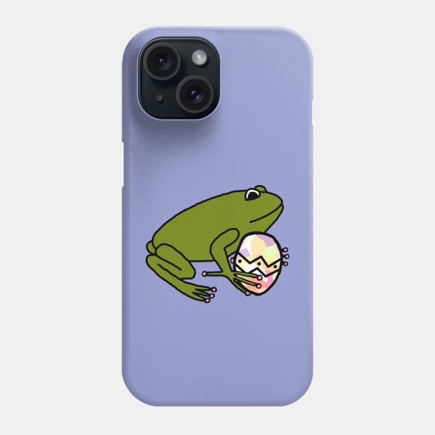 Green Frog Holding Easter Egg Phone Case by ellenhenryart