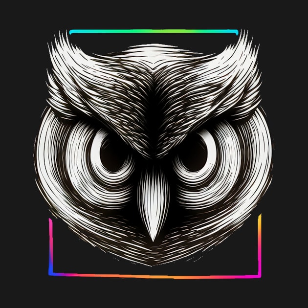 abstract neon owl head by kakimonkey