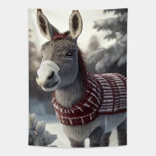 Cute Christmas Donkey Tapestry