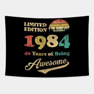 Made In October 1984 40 Years Of Being Awesome Vintage 40th Birthday Tapestry