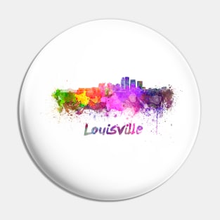 Louisville skyline in watercolor Pin