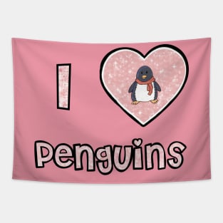 I Love Penguins Tapestry