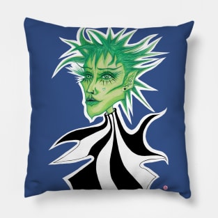 Green alien painting Pillow