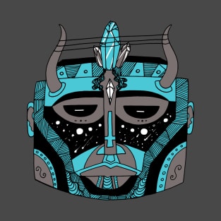 Blue Grey African Mask No 8 T-Shirt