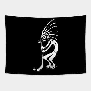 Kokopelli hockey white Tapestry