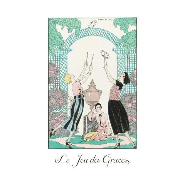 Vintage French Fashion Illustration - Le jeu de graces by thecolddots