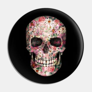 skull and flowers Pin