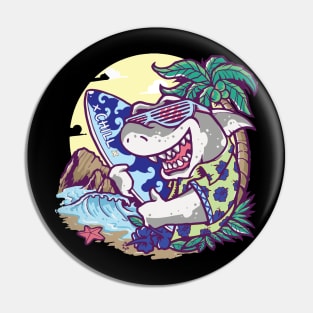 Surfer Shark Pin