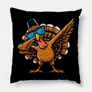 Dabbing Turkey Wearing Sunglasses Thanksgiving Day Pillow