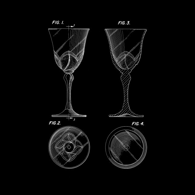 Wine Glass Vintage Patent Drawing by TheYoungDesigns