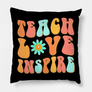 Teach Love Inspire Groovy Design Back To School Pillow