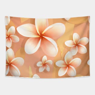 Vibrant Orange Floral Tapestry