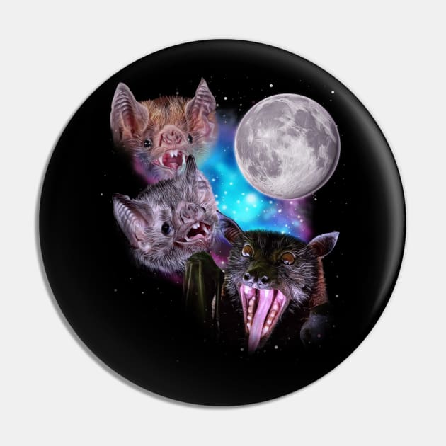 Three Bats Howl at the Moon Pin by darklordpug