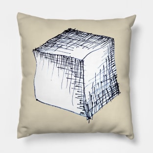 Freehand cube sketch Pillow