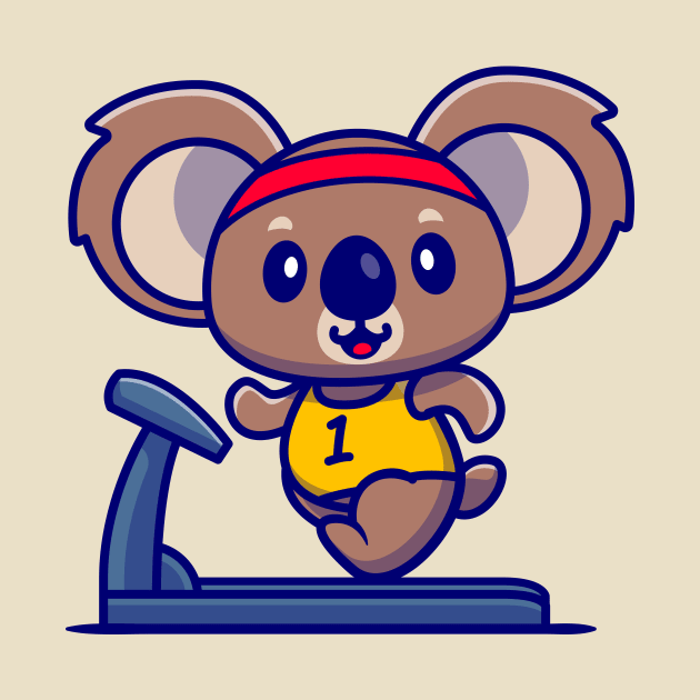 Cute Koala Running On The Treadmill Cartoon by Catalyst Labs