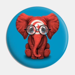 Baby Elephant with Glasses and Tunisian Flag Pin