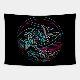 Great Neon Noodle Wave Tapestry