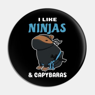 I Like Ninjas and Capybaras Cartoon Pin