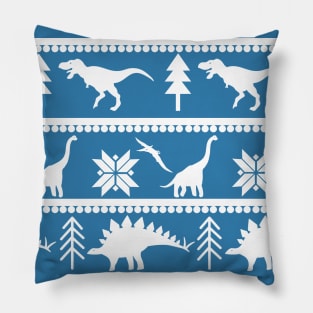 Dinosaur Fair Isle Pattern (Blue) Pillow