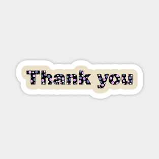 Thank you, with colored letters with dots in English language Magnet