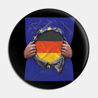 Germany Flag European Union Flag Ripped Open - Gift for German From Germany Pin