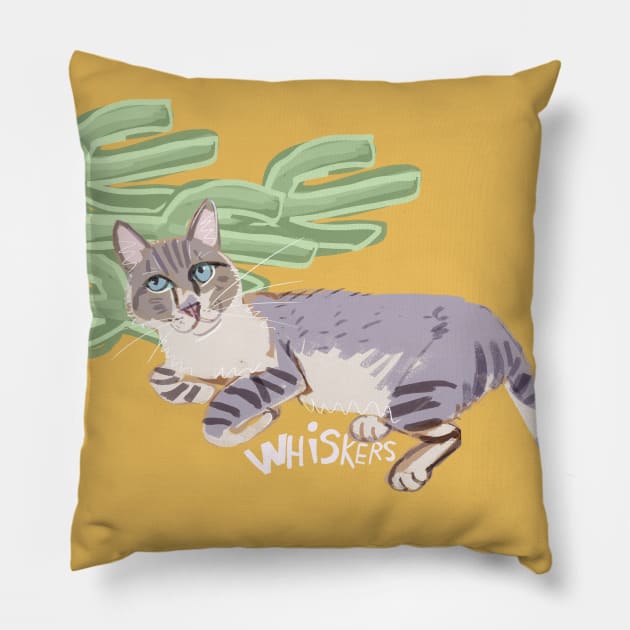 Bogey ragdoll cat with a cactus Pillow by belettelepink