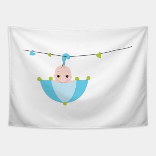 Newborn baby boy with umbrella Tapestry