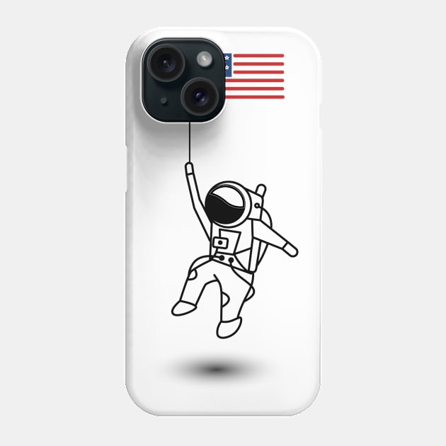 Astronaut and Stripes in Space: A Cosmic Celebration of Independence Day black design Phone Case by PositiveMindTee