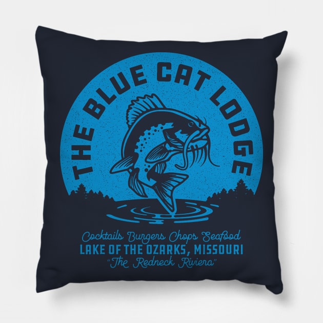 Lake of the Ozarks Blue Cat Lodge Pillow by Pufahl