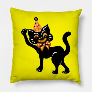 Cute Smiling Black Halloween Cat Pillow