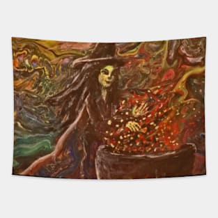 Halloween Witch Brewing Spirits Tapestry