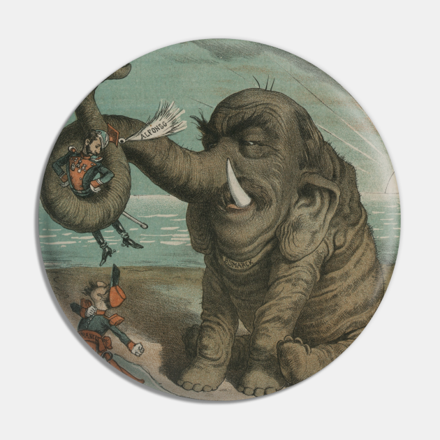 Bismarck's boost: Alfonso and France - Political Cartoons - Pin | TeePublic Bismarck's boost: Alfonso and France - Political Cartoons - Pin | TeePublic