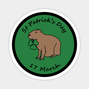 Capybara and Shamrock St Patricks Day Magnet