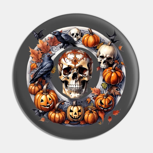 Pagan halloween skull circle Pin by Edgi