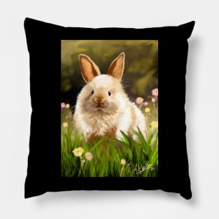 Bunny In Meadow Pillow