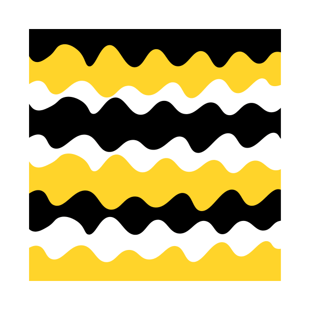 Yellow, black and white horizontal waves pattern by Baobabprintstore