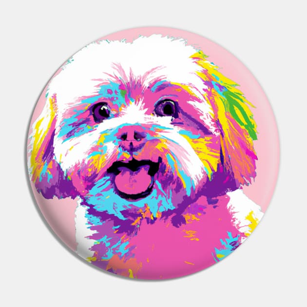 Maltese Pop Art - Dog Lover Gifts Pin by PawPopArt