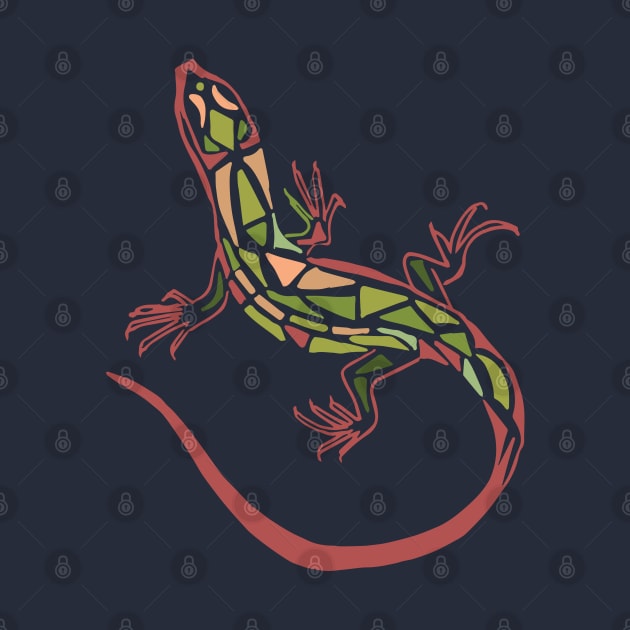 Lizard tribal green and maroon by Catdog