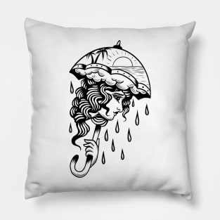 Girl rain Pillow