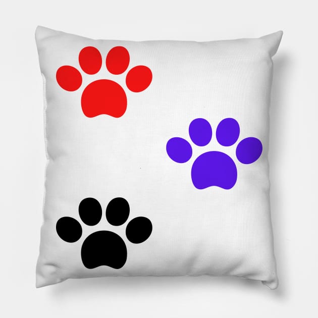 blue red black dog paws design Pillow by Artistic_st