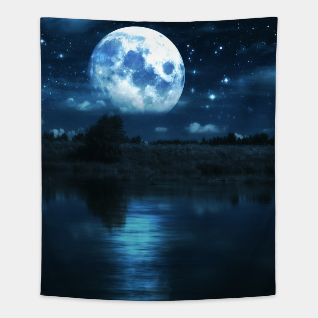 Full moon over river