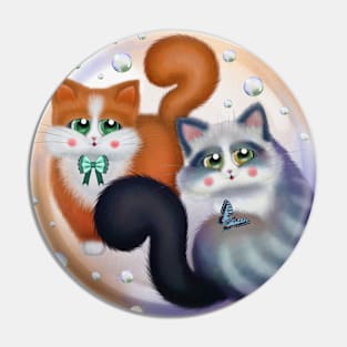 Sweet Cats with Bubbles Pin