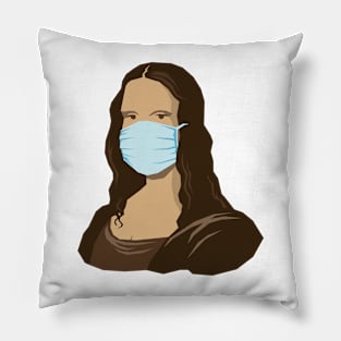 Mona Lisa now in a mask Pillow